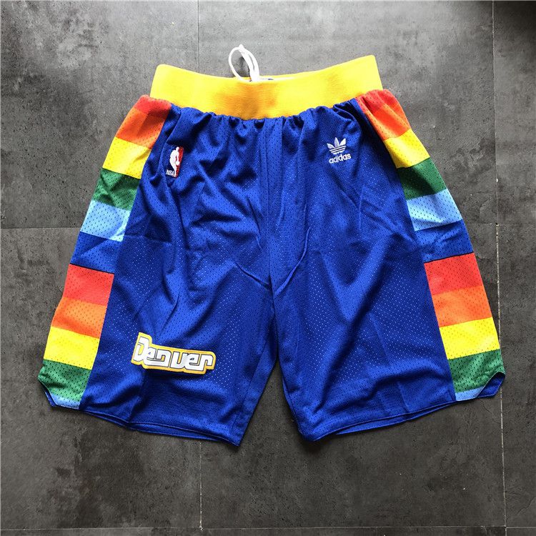 Men NBA Denver Nuggets Blue Adidas Shorts 0416